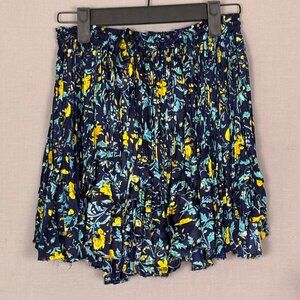 NWOT Free People One Floral Mini Skirt Boho Ruffle Raw Hem Elastic Waist S